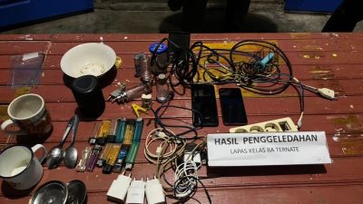 Lapas Kelas IIA Ternate Gelar Razia Insidentil, Sejumlah Barang Bukti Diamankan Petugas