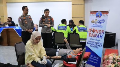 Sambut HUT ke-71 Lalu Lintas Bhayangkara, Ditlantas Polda Maluku Utara Gelar Donor Darah